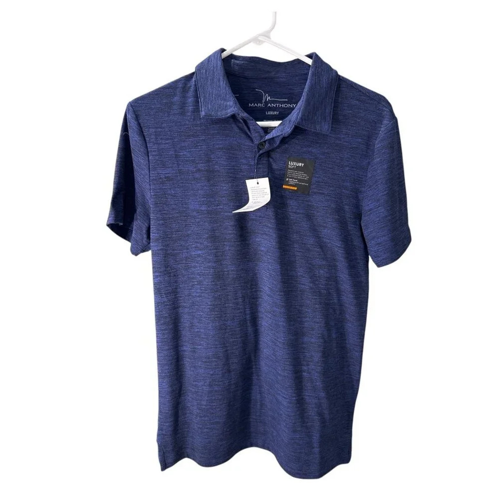 Marc Anthony Luxury Soft Touch Slim Fit Polo Bright Blue, Size Small, NWT